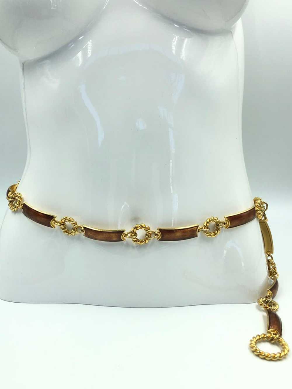 1970's Gucci Gold Tone with Bronze Enamel Chain L… - image 2