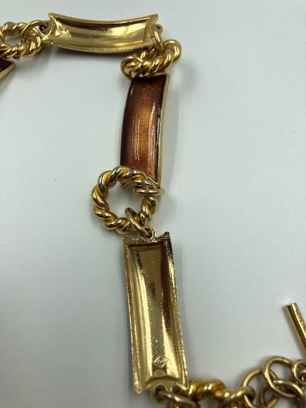 1970's Gucci Gold Tone with Bronze Enamel Chain L… - image 7