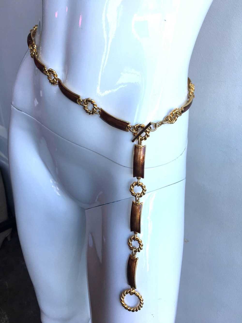 1970's Gucci Gold Tone with Bronze Enamel Chain L… - image 8