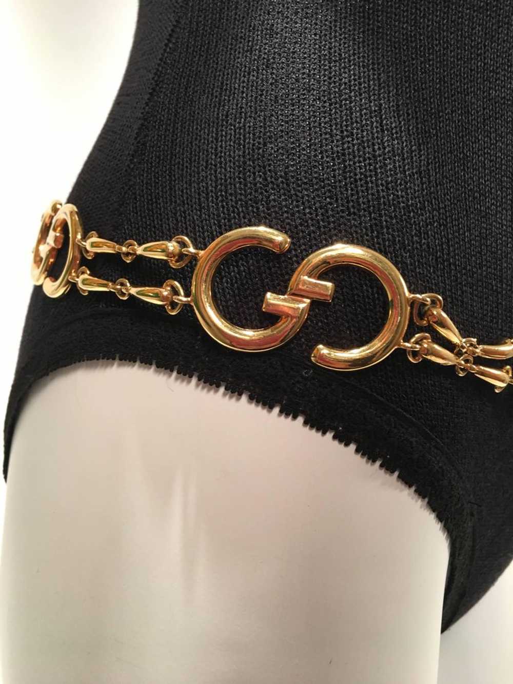 Gucci Vintage Gold GG Logo Chain Belt - image 2