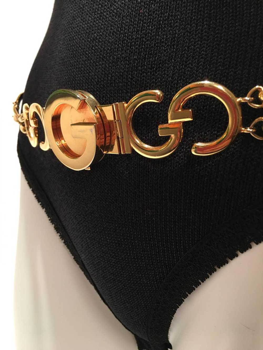 Gucci Vintage Gold GG Logo Chain Belt - image 3