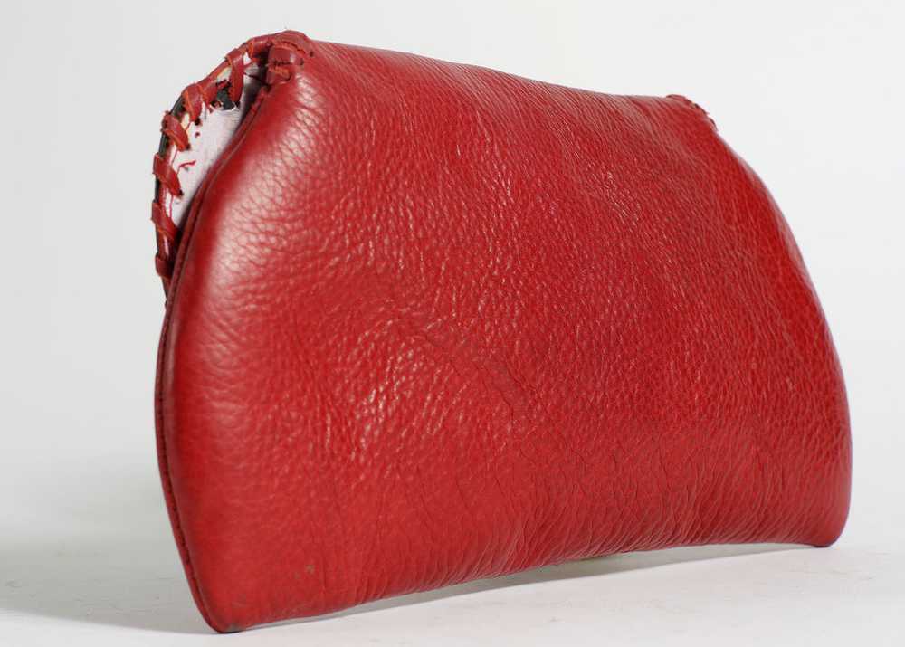 Red Leather Enamel Clutch - image 4