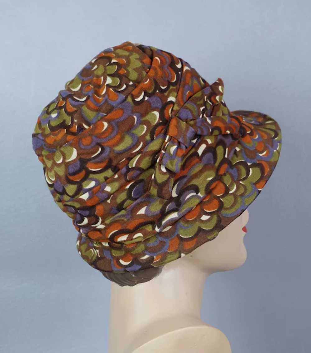 50s - 60s Paisley Knit Brimmed Cloche, Sz 21 - image 4