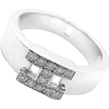 Authentic! Hermes 18k White Gold Diamond H Band R… - image 1