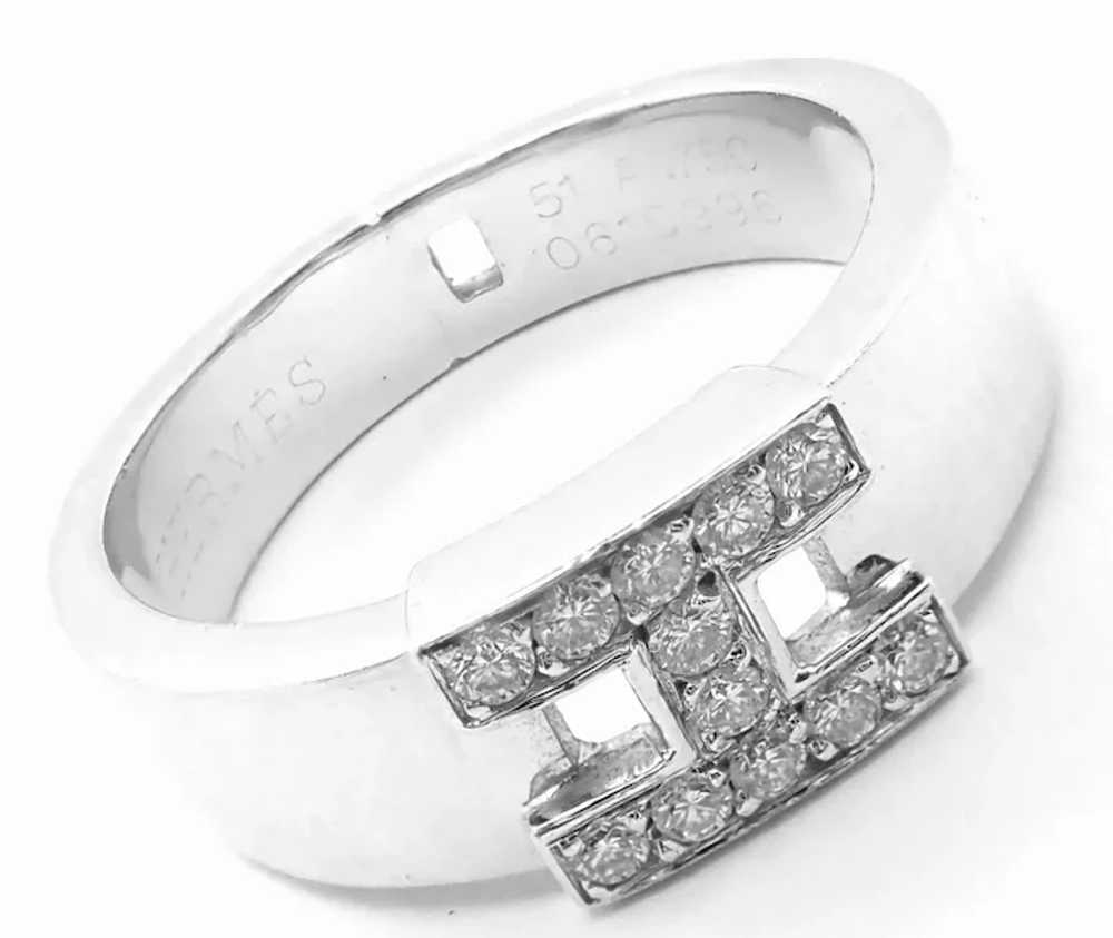 Authentic! Hermes 18k White Gold Diamond H Band R… - image 2