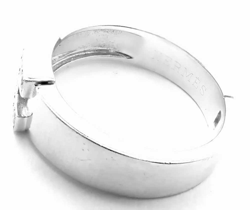 Authentic! Hermes 18k White Gold Diamond H Band R… - image 5