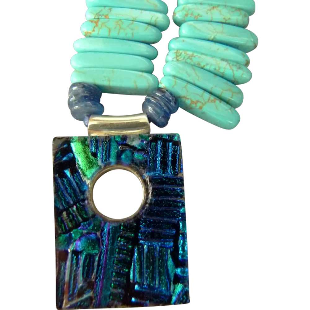 Artist Made Necklace Sterling Silver and Dichroic… - image 1