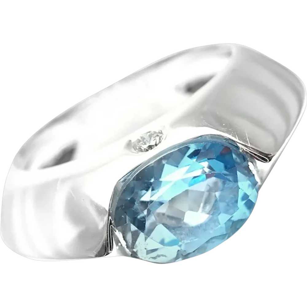Piaget 18k White Gold Diamond Blue Topaz Modern D… - image 1