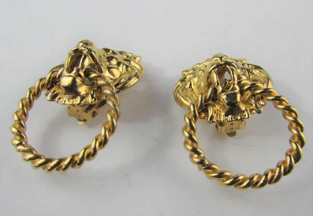 Vintage Gold Tone Door Knocker Lion Head Clip On … - image 10