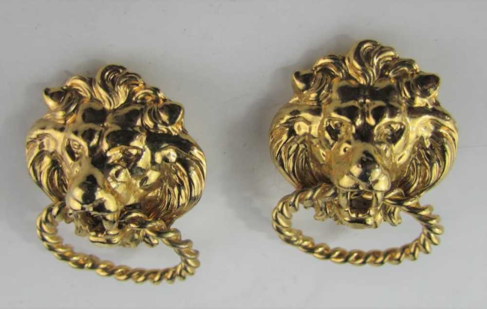 Vintage Gold Tone Door Knocker Lion Head Clip On … - image 12