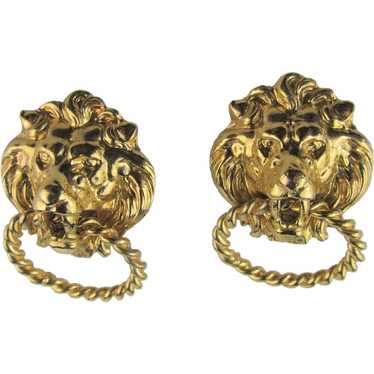 Vintage Gold Tone Door Knocker Lion Head Clip On … - image 1