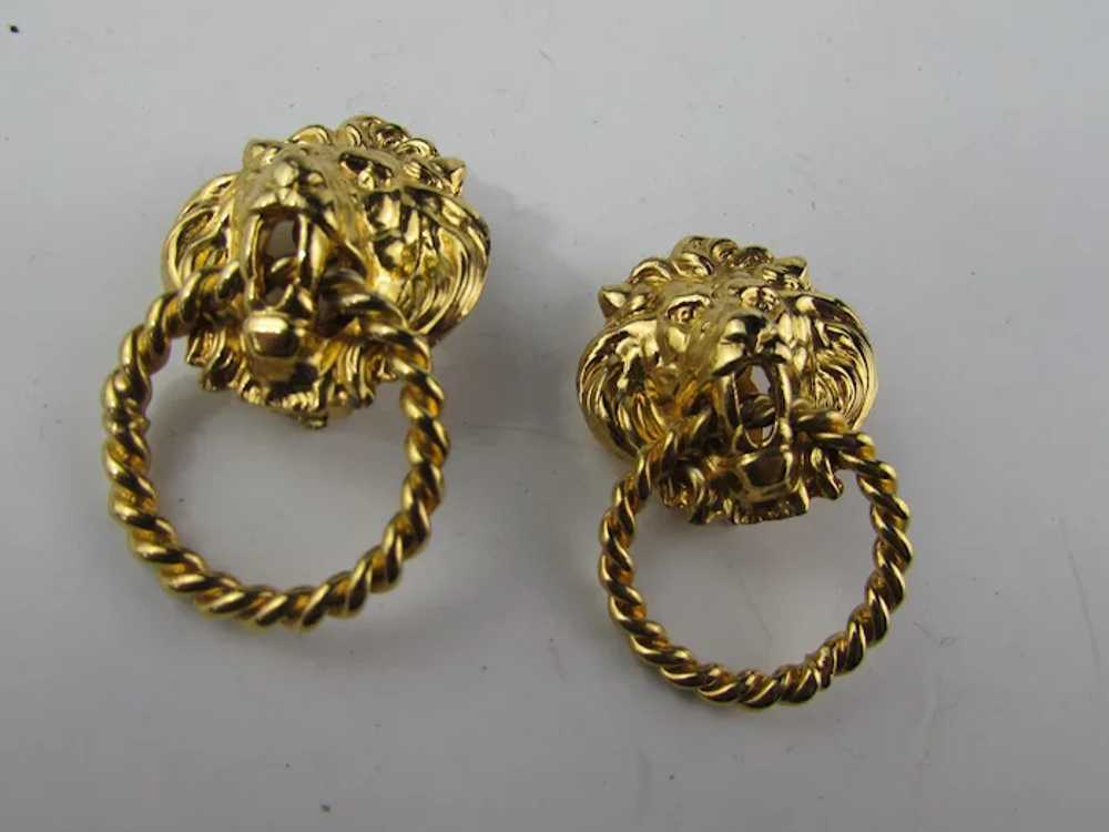 Vintage Gold Tone Door Knocker Lion Head Clip On … - image 6