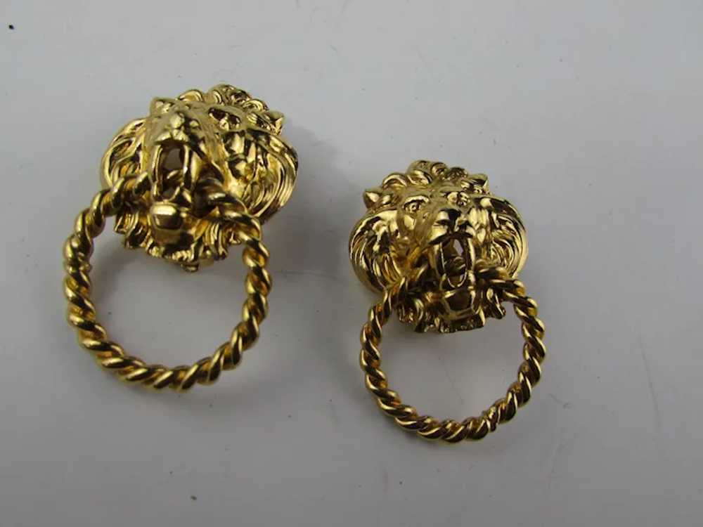 Vintage Gold Tone Door Knocker Lion Head Clip On … - image 8