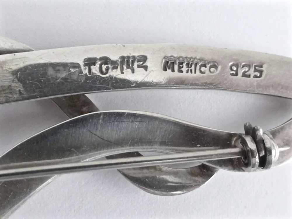 Taxco Mexican Sterling Silver Brooch/Pin with Bla… - image 5
