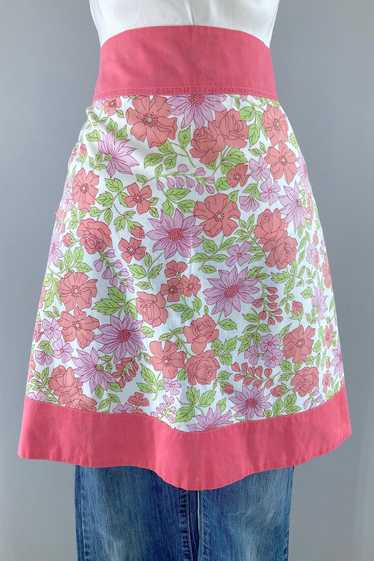 Vintage Pink Floral Half Apron