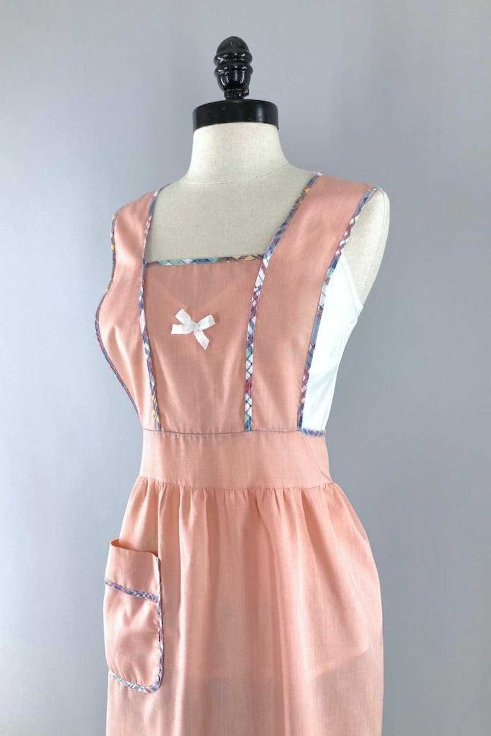 Vintage Peach Plaid Full Apron - image 2