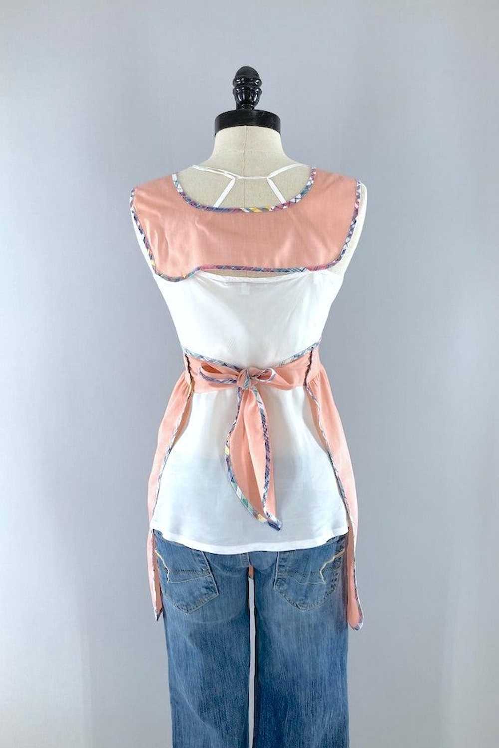 Vintage Peach Plaid Full Apron - image 5