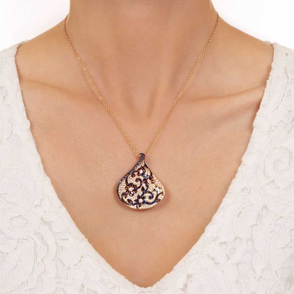 Estate Diamond And Sapphire Leaf Necklace - image 4