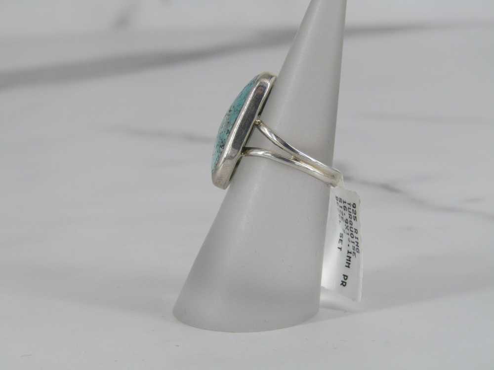 Silver Split Shank Ring With Bezel Set Turquoise … - image 2