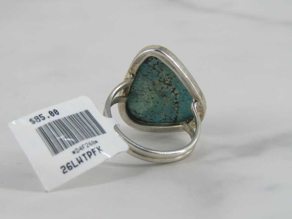 Silver Split Shank Ring With Bezel Set Turquoise … - image 4