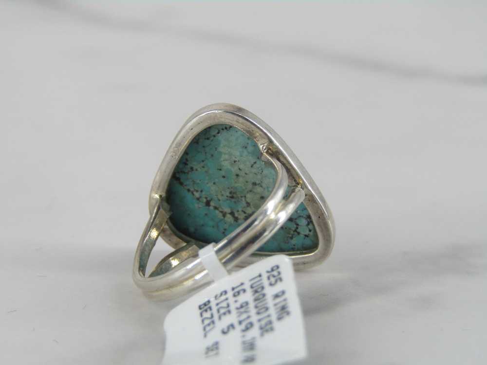 Silver Split Shank Ring With Bezel Set Turquoise … - image 5