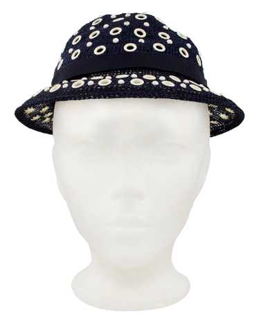Holt Renfrew Navy Blue Hat with White Grommets