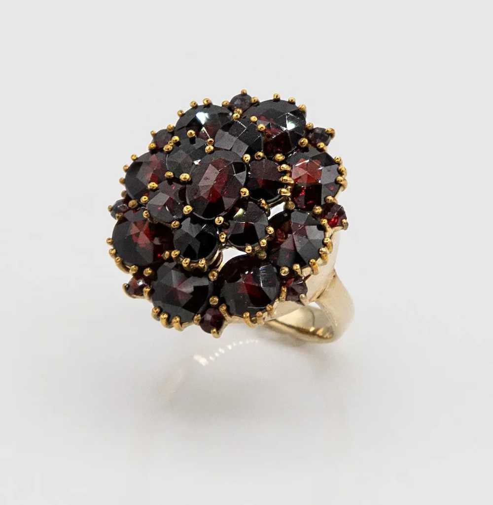 Antique Victorian Vermeil Garnet Cluster Ring - image 2