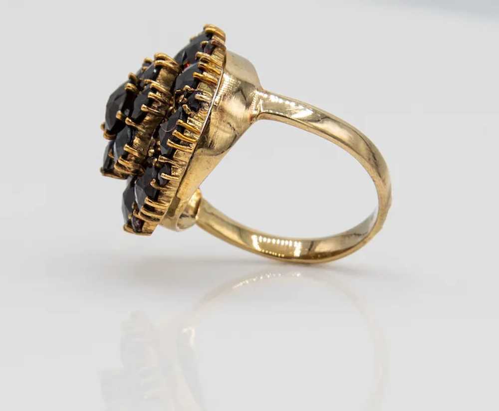 Antique Victorian Vermeil Garnet Cluster Ring - image 3