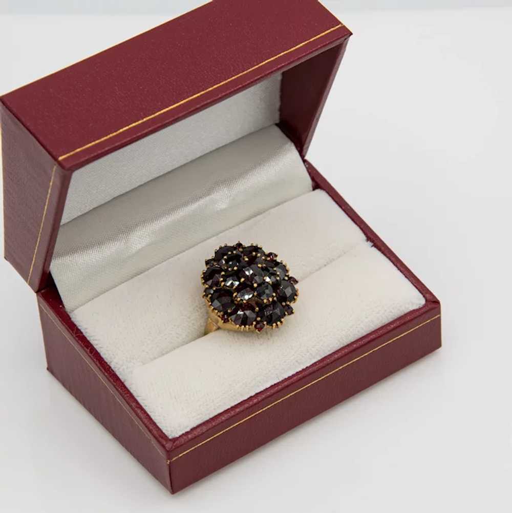 Antique Victorian Vermeil Garnet Cluster Ring - image 6