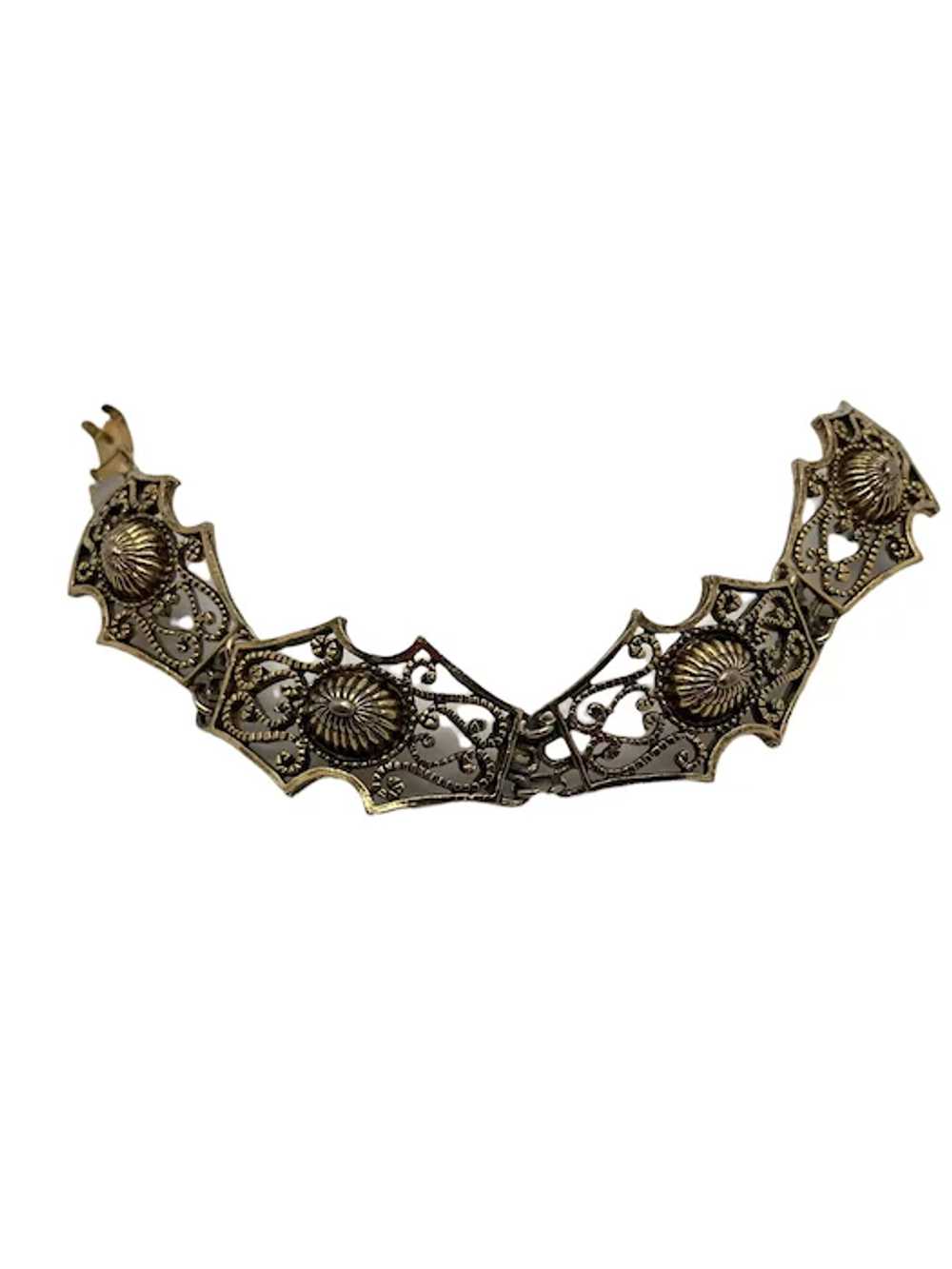 Vintage Edwardian Style Filigree Gold Tone Link B… - image 2