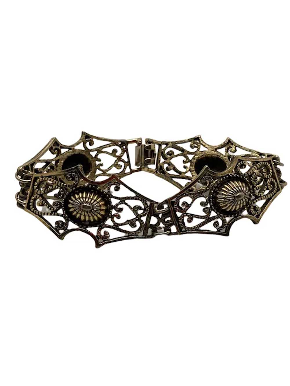 Vintage Edwardian Style Filigree Gold Tone Link B… - image 3