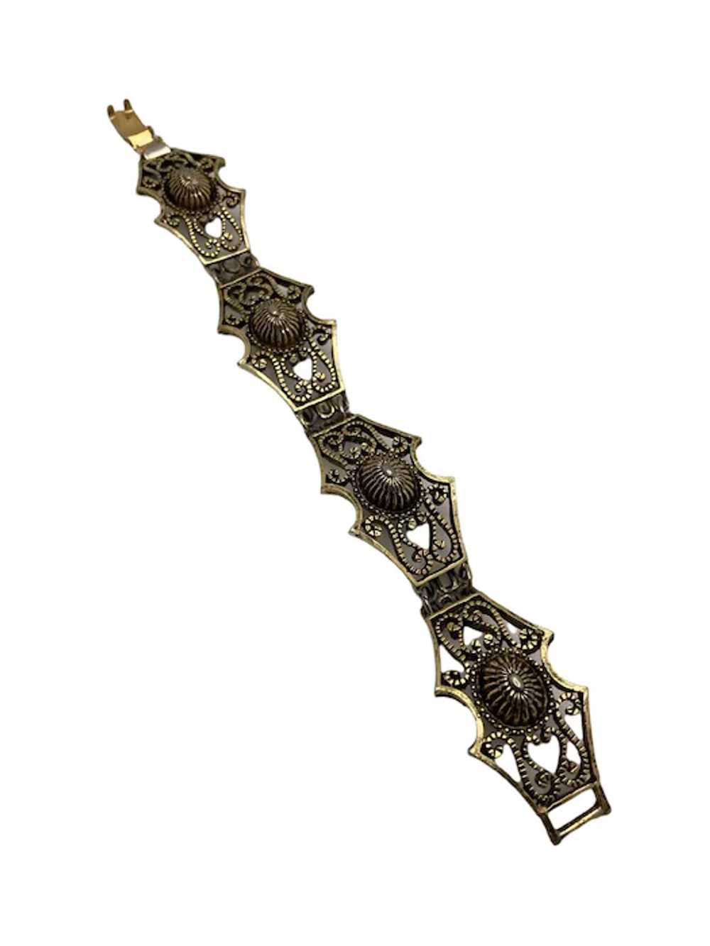 Vintage Edwardian Style Filigree Gold Tone Link B… - image 8