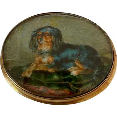 19th C Miniature Portrait Of King Charles Spaniel… - image 1