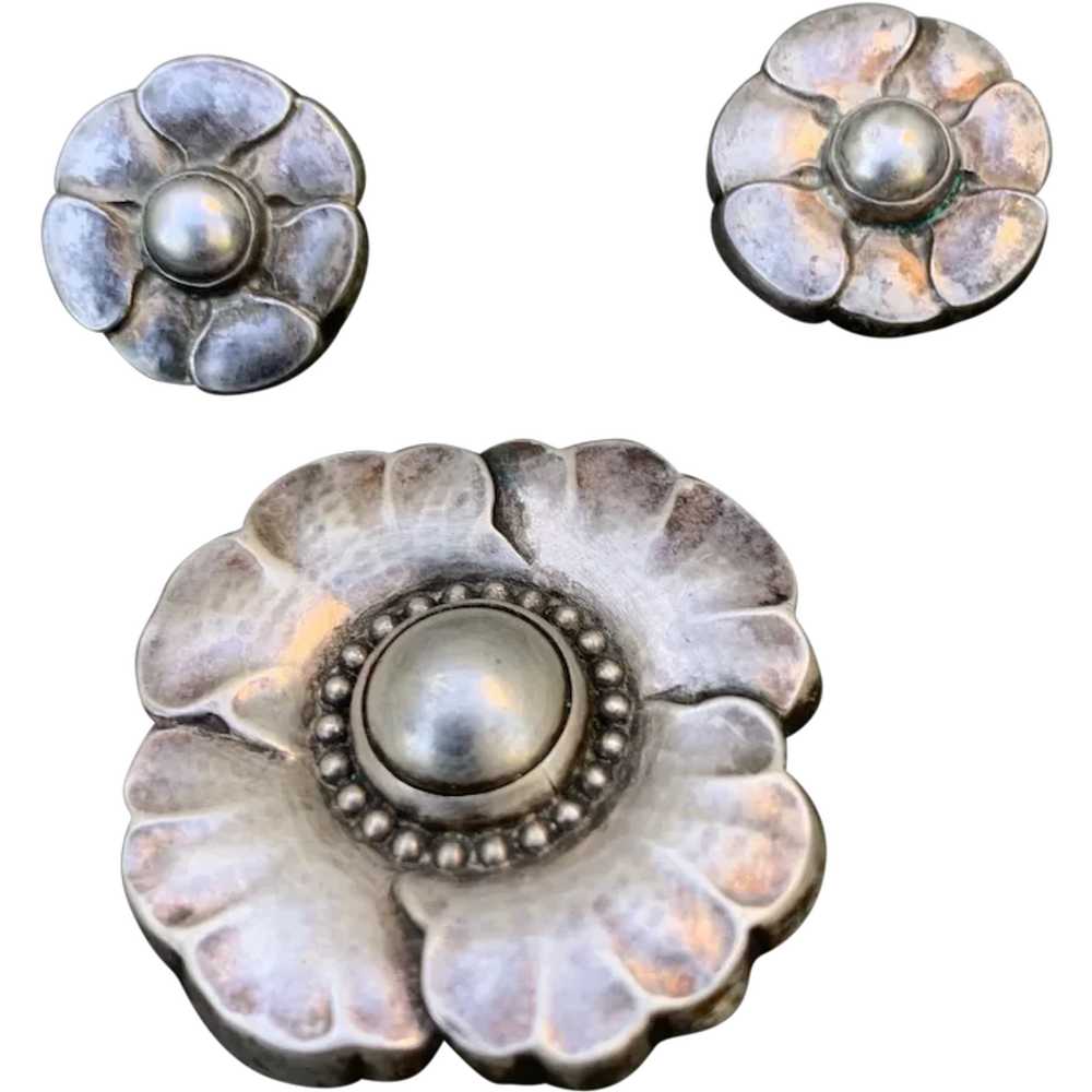 Vintage Georg Jensen Sterling Silver Pin Brooch #189 and Earrings #36 Set - Signed Denmark - Free Shipping
