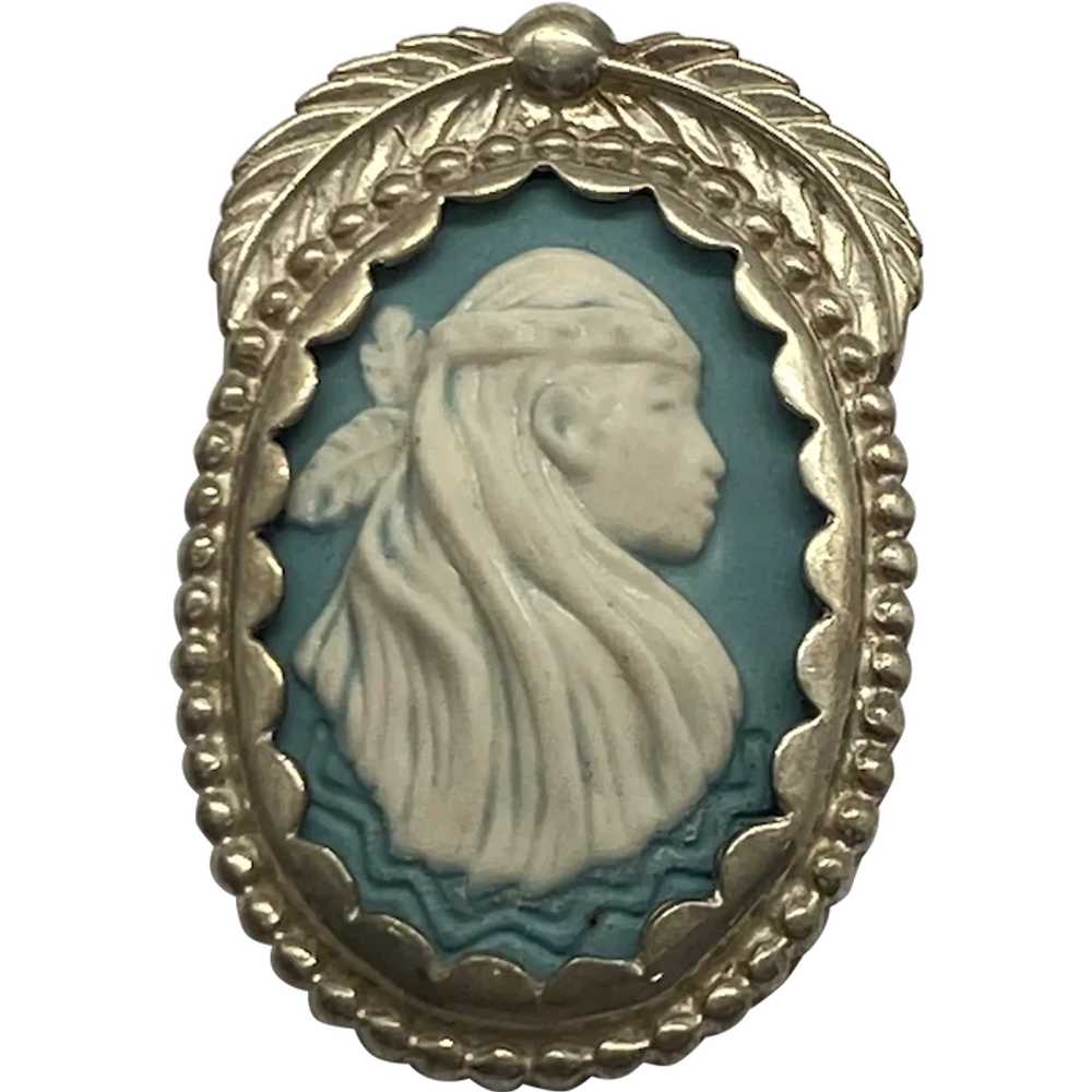 Indian Princess Jasper Pendant/Brooch Pin Sterlin… - image 1