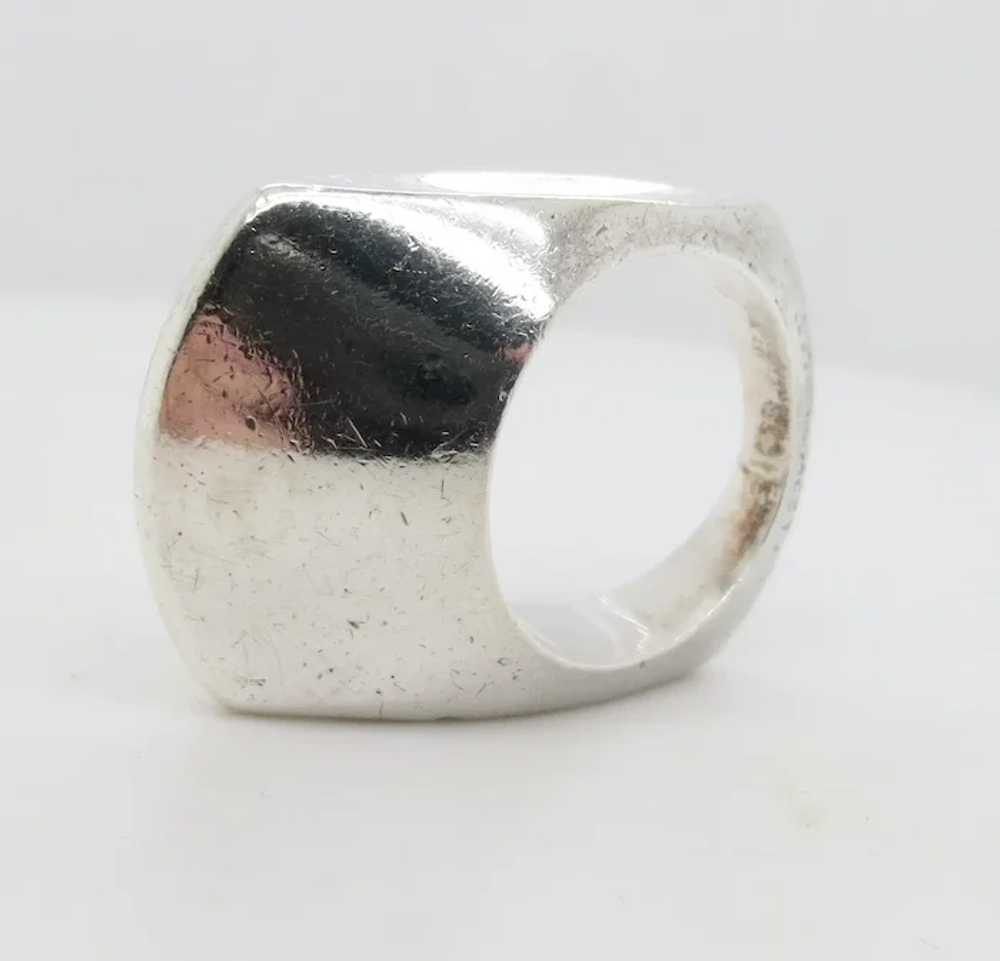 Modernist Silver Design Ring - image 4