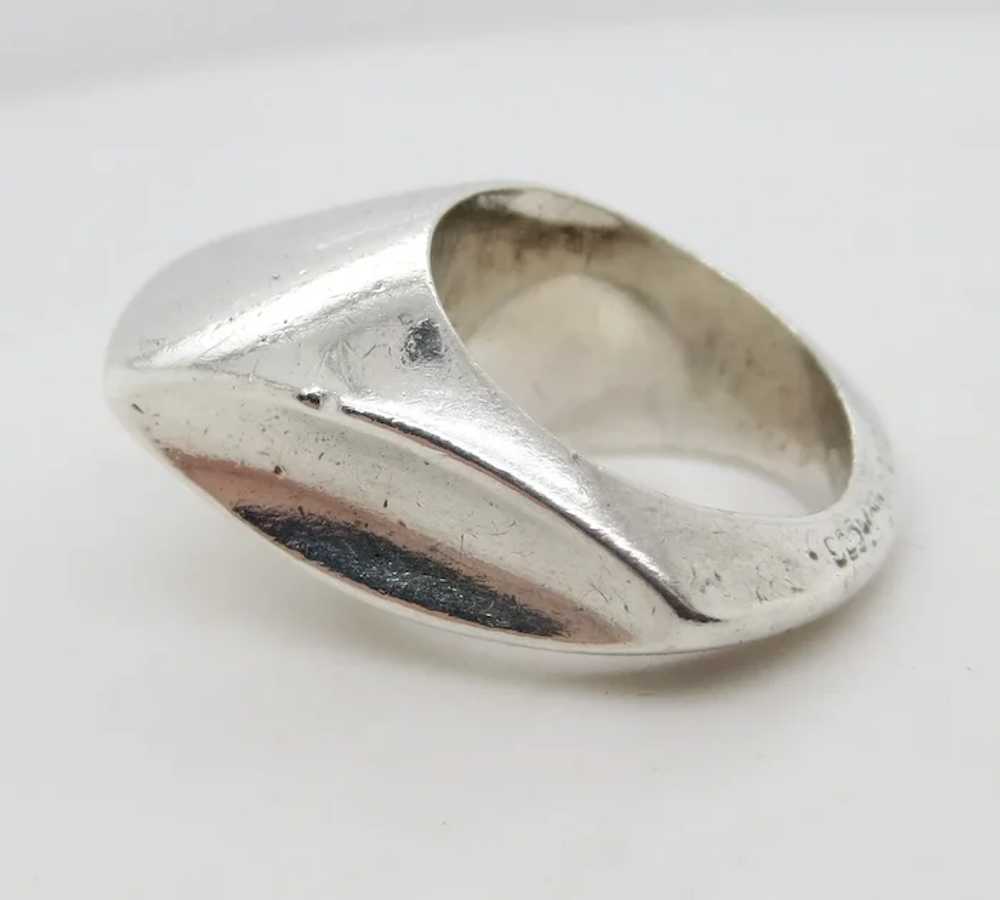 Modernist Silver Design Ring - image 5