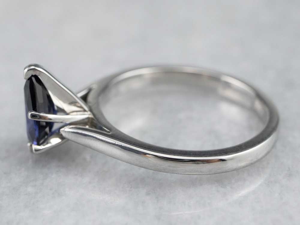 Pear Cut Sapphire Solitaire Platinum Ring - image 4