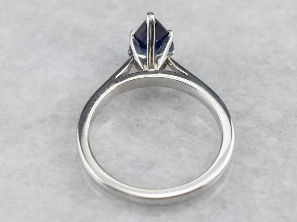 Pear Cut Sapphire Solitaire Platinum Ring - image 5
