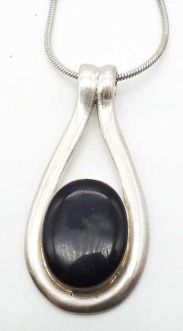 Mexican Sterling and Onyx Modernist Pendant