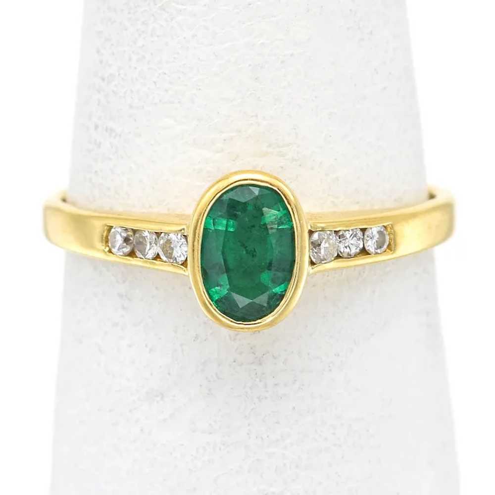 Vintage 18K Yellow Gold Green Spinel & Diamond Ba… - image 2