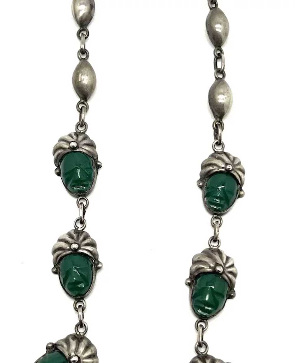 Early Taxco Mexico Sterling Silver & Green Onyx S… - image 4