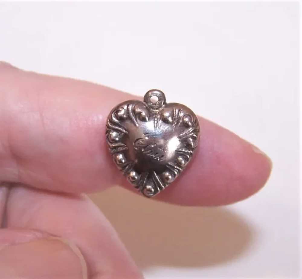 Sterling Silver Puffy Heart Charm - Engraved ELSIE - image 2
