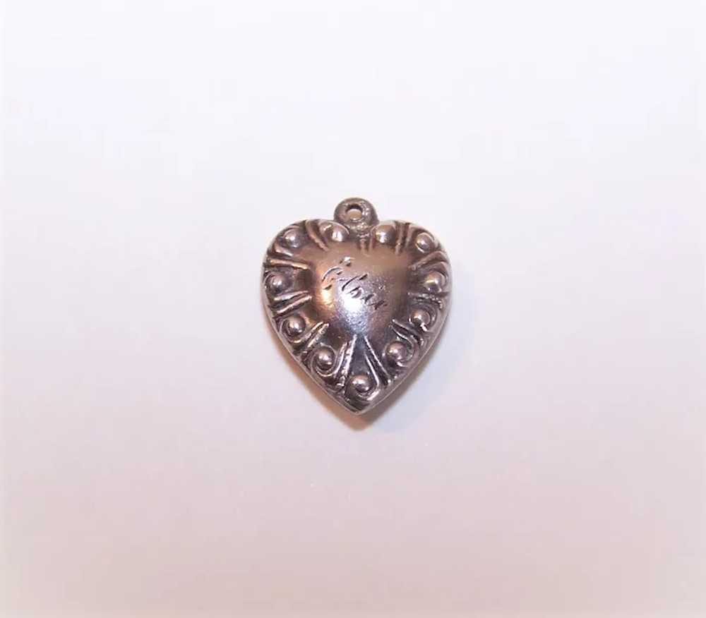 Sterling Silver Puffy Heart Charm - Engraved ELSIE - image 3