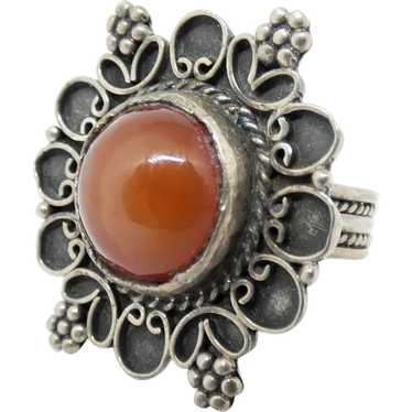 Sterling Silver and Carnelian Open Shank Ring - image 1