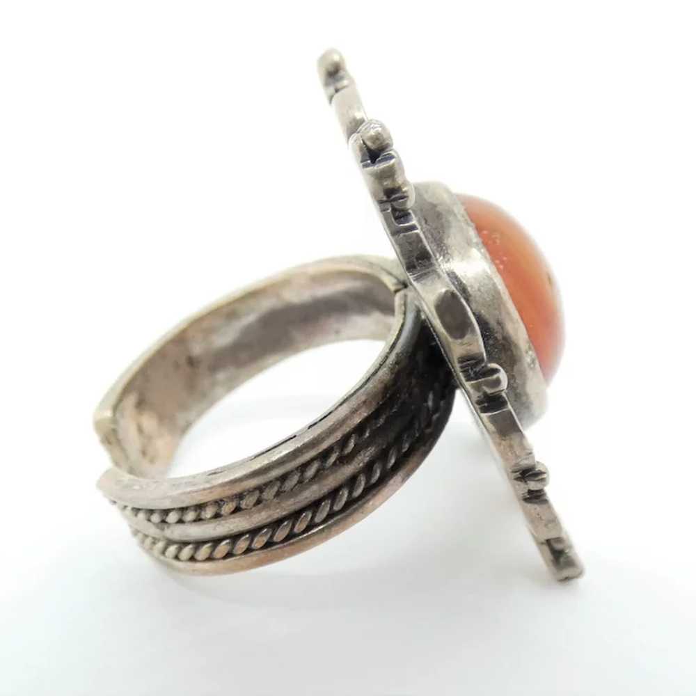 Sterling Silver and Carnelian Open Shank Ring - image 5