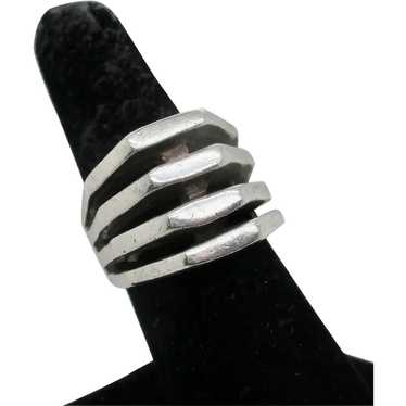 Sterling Silver Angular Modernist Concept Ring