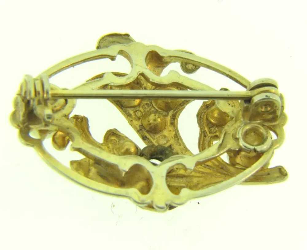 Vintage gold tone Scatter Pin with faux pearls, c… - image 2