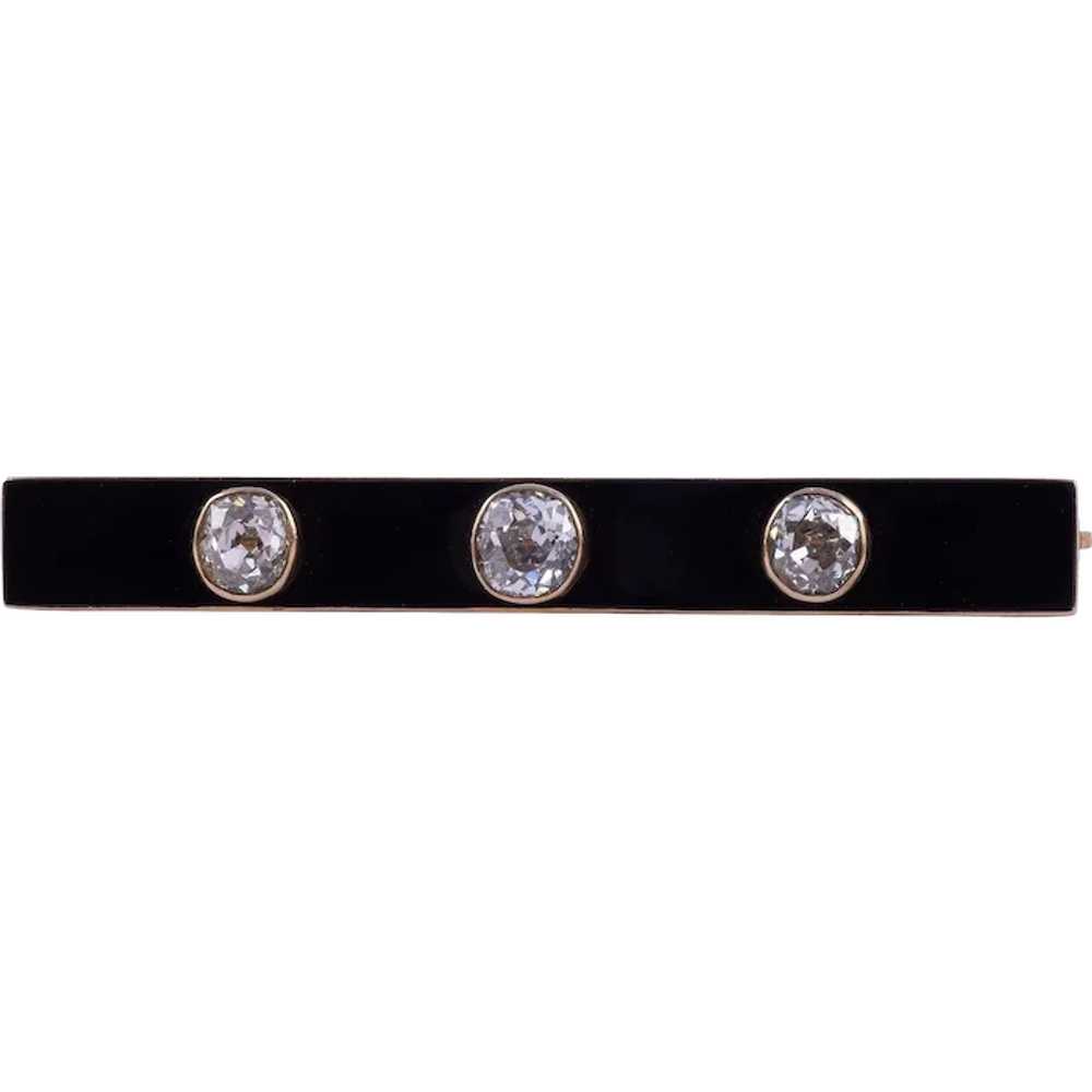 Art Deco Onyx & Diamond Bar Pin - image 1