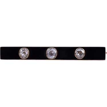 Art Deco Onyx & Diamond Bar Pin - image 1